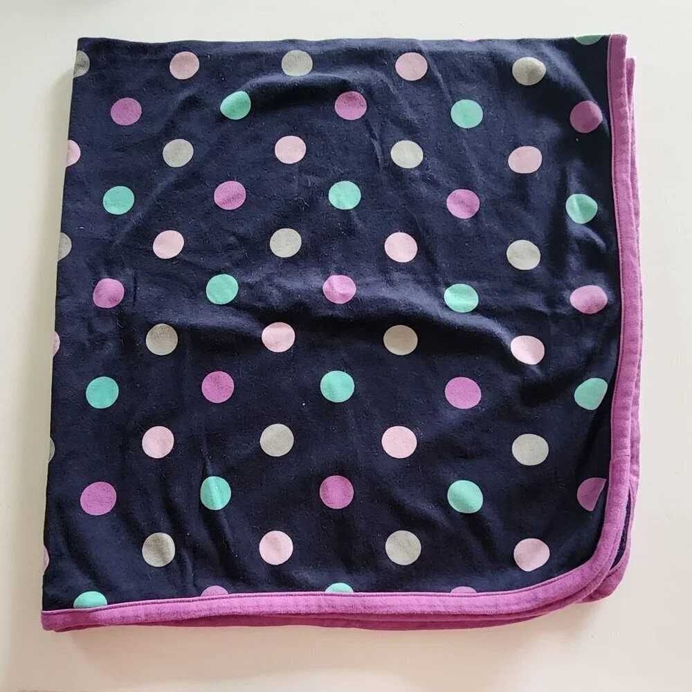 Just One You by Carter's baby blanket navy purple polka dots